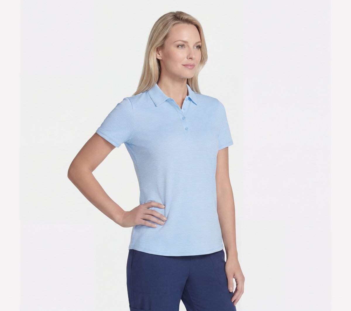 Short Sleeve On The Green Striped Polo | Skechers Women