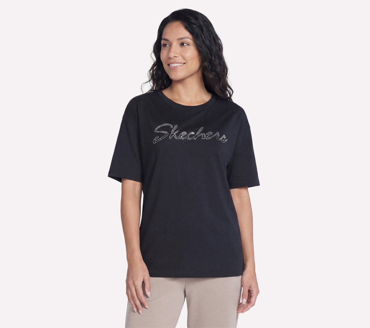 Script Diamond Studded Short Sleeve Tee | Skechers Women