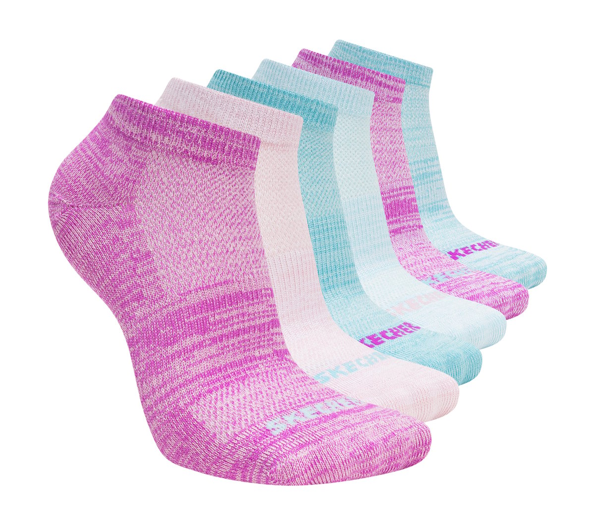 6 Pack Girls' Low Cut Color Stripe Socks | Skechers Kids