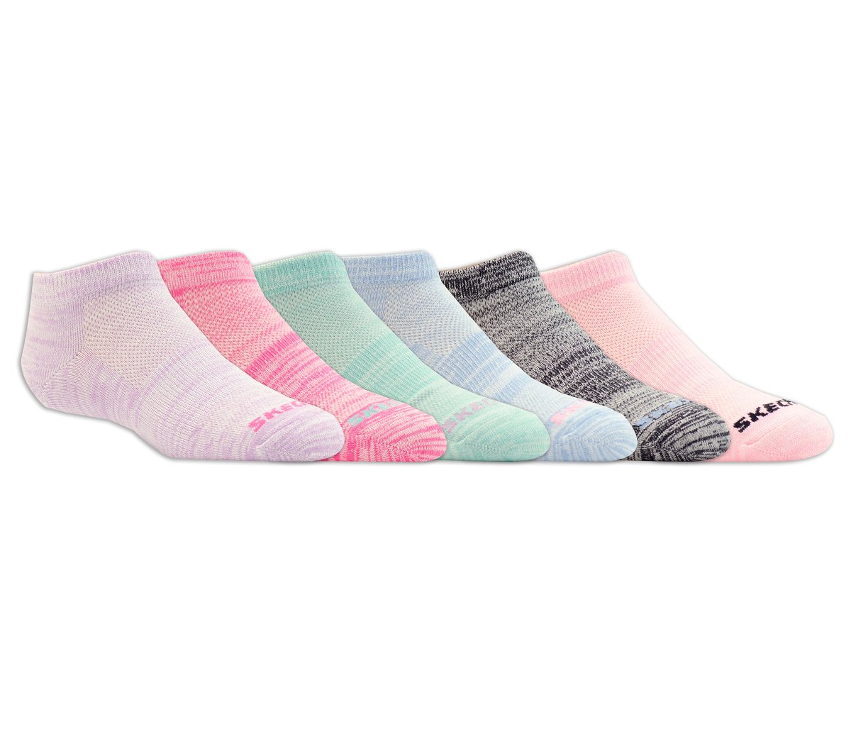 6 Pack Girls' Low Cut Color Stripe Socks | Skechers Kids